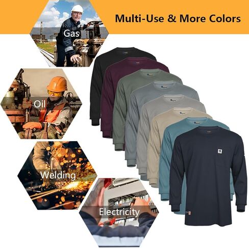 قمصان FR للرجال 100% قطن 5.5oz خفيفة الوزن NFPA2112/CAT2 قمصان مقاومة للهب للرجال بأكمام طويلة in Saudi Arabia