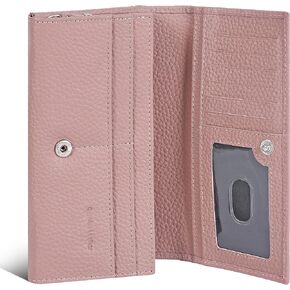 Leather Wallets for Women - RFID Blocking Wallet with 10 Credit Card Slots (Brown Hunter)
