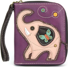 Charming Chala Wallet Credit Cards Coins Wristlet (Purple Elephant)