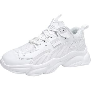 ANUFER Mens PU + Mesh Sport Shoes Fashion Chunky Sneakers Height Increasing Trainers Shoes