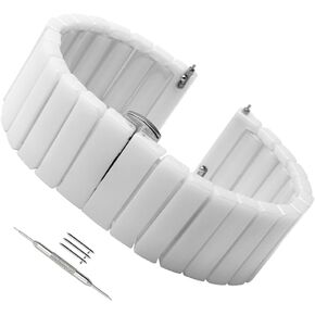 Quick Release Ceramic Watch Band 20mm 22mm Watch Strap Butterfly Buckle Wristbands for Women Men Black White