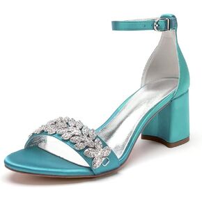 YWXYMGE Block Heel Wedding Sandals Shoes for Bride Open Toe Crystals Formal Party Heels Sandal 1151-3