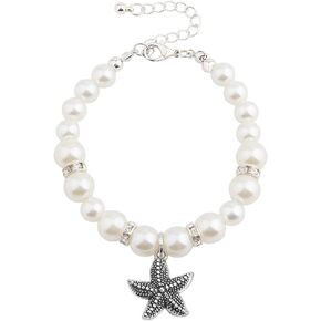 Faux Pearl Starfish Charm Bracelet Summer Beach Jewelry For Bridesmaids Wedding Gift