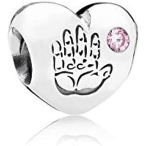 MiniJewelry Baby Boy Girls Love Heart Charm fits Pandora Bracelets for Women Mom Mother Hand Print Blue Pink Birthday Birthstones Cubic Zirconia