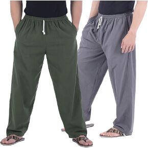 CandyHusky Men Lounge Pants Gray + Green-L