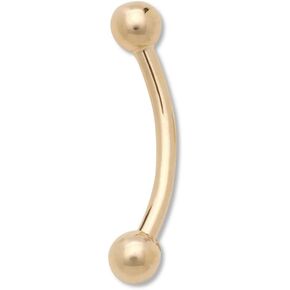 JewelryWeb - Solid14k Gold 2mm Ball 16 Curved Eyebrow Piercing Jewelry - 16 Gauge - Real Gold Eyebrow Ring - Barbell Rook Piercing - Hypoallergenic and Non Tarnish