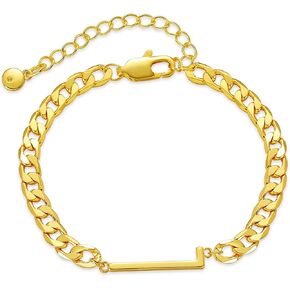 MRSXIA Bracelet for Women Gold Initial Sideways Letter A-Z 5MM Cuban Link Curb Chain 18K Gold Filled Dainty Simple Personalized Alphabet Jewelry Birthday Gift in Kuwait