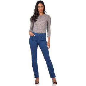 Rekucci Women's Secret Figure Premium Denim Straight Leg Pull-On Jean