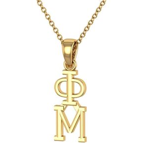 Phi Mu Vertical Yellow Gold Plated Sterling Silver with 18" Chain