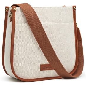 S-ZONE Crossbody Bags for Women Canvas Leather Shoulder Bag Trendy Purses with Wide Strap