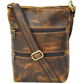 Jony Vintage 10 inch Genuine Brown Women’s Leather Crossbody Sling Shoulder Handmade Small Travel Handbag Purse