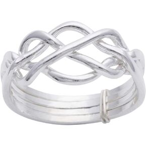 Silverly Celtic Knot Puzzle Ring - Solid Silver Rings for Women 925 - Men's Rings in Sterling Silver- Four Band - Jewellery Gift - Unique Promise Ring - Turkish Wedding Ring