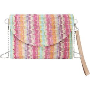 Women Small Straw Woven Cross-body Shoulder Bag Bohemian Handbag
