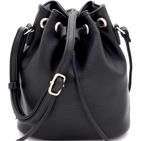 Trendeology Casual Soft PU Leather Drawstring Small 2 Way Bucket Shoulder Bag Crossbody