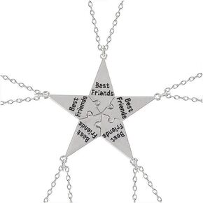 ألغاز متعددة أفضل أصدقاء للأبد قلادات من الفولاذ المقاوم للصدأ محفورة على شكل قلب BFF مجموعة قلادات الصداقة هدايا