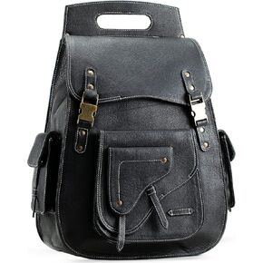 اليدوية العالم خمر الحبوب الكاملة 18 بوصة جلد أسود كمبيوتر محمول حقيبة كبيرة حقيبة الكتب عادية Daypack التخييم حقيبة سفر حقيبة الظهر
