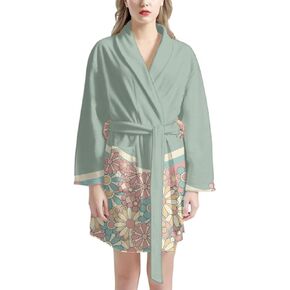Belidome Women Short Bathrobe with Pockets Long Sleeve Sleepwear for Party Spa