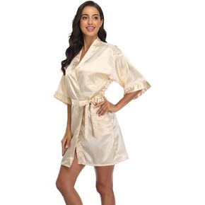 Women's Pure Short Silky Robes Satin Robe Wedding Bridesmaid Robes Kimono Robes Sleepwear Loungewear for Women