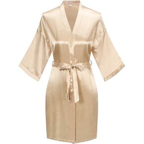 Old-to-new Women's Bride Bridesmaid Robe Bathrobe Loungewear Short Nightgown Satin Kimono Wedding Bridal Party Solid Color