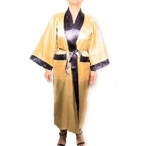 THY COLLECTIBLES Unisex Reversible Silk Satin Robe Kimono Relaxation Bathrobe Dragon Embroidered Night Gown
