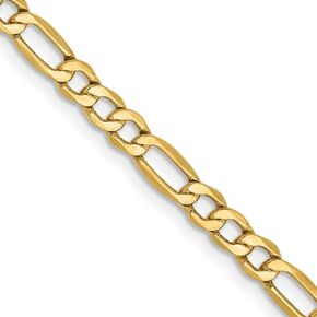 Diamond2Deal 10K Yellow Gold Semi-Solid Figaro Chain for Mens (Length 7" to 8")