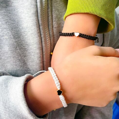 Colorful Heart Beaded Matching Bracelets, Set of 2 Adjustable Couple Bracelets set,Friendships Bracelets set Gift for Boyfriend Girlfriend Valentine's Day Bracelet Long Distance Bracelets for Partners in Kuwait