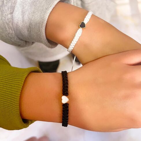 Colorful Heart Beaded Matching Bracelets, Set of 2 Adjustable Couple Bracelets set,Friendships Bracelets set Gift for Boyfriend Girlfriend Valentine's Day Bracelet Long Distance Bracelets for Partners in Kuwait