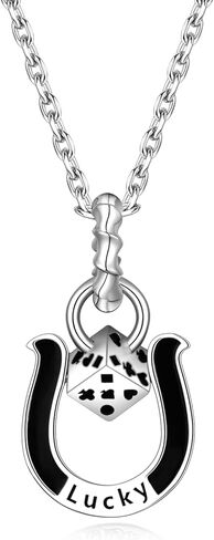 PHNIBIRD Mens Horseshoe Written Necklace Lucky Dice Gift for Men in Kuwait