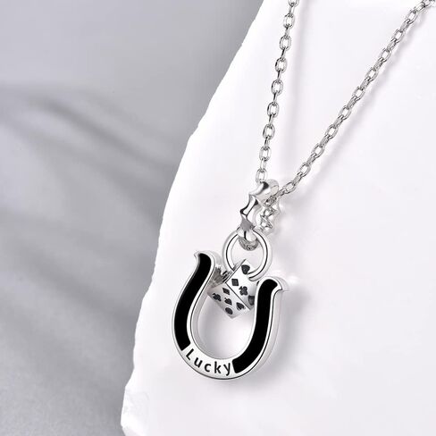 PHNIBIRD Mens Horseshoe Written Necklace Lucky Dice Gift for Men in Kuwait