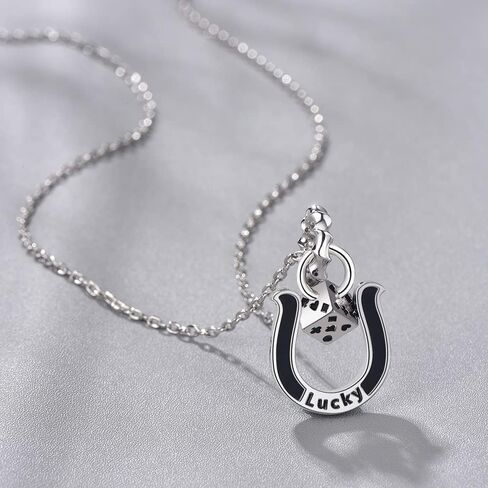 PHNIBIRD Mens Horseshoe Written Necklace Lucky Dice Gift for Men in Kuwait