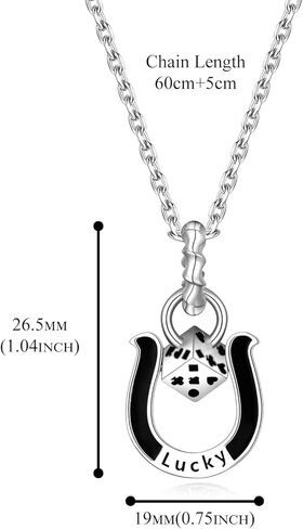PHNIBIRD Mens Horseshoe Written Necklace Lucky Dice Gift for Men in Kuwait