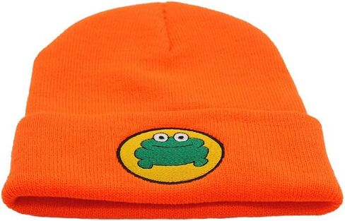Cute Cartoon TV Parappa The Rapper Frog Knitted Beanie Hats Unisex Orange in Saudi Arabia