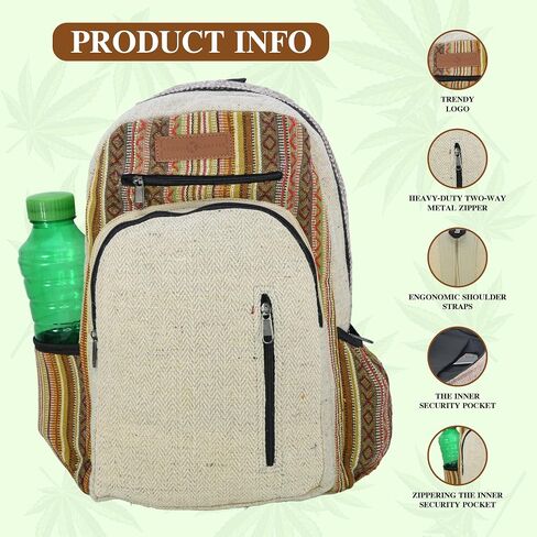 حقيبة ظهر وحقائب كروس من KARMA CRAFTER Himalayan Hemp - حقيبة ظهر وحقائب متعددة الأغراض للكلية والعمل والسفر in Saudi Arabia