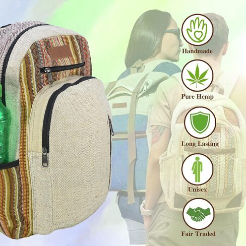 حقيبة ظهر وحقائب كروس من KARMA CRAFTER Himalayan Hemp - حقيبة ظهر وحقائب متعددة الأغراض للكلية والعمل والسفر in Saudi Arabia