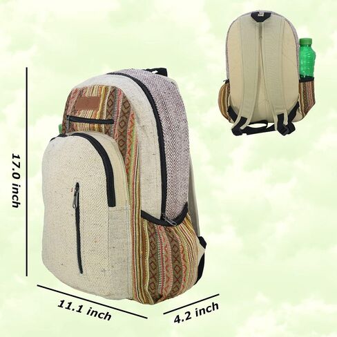 حقيبة ظهر وحقائب كروس من KARMA CRAFTER Himalayan Hemp - حقيبة ظهر وحقائب متعددة الأغراض للكلية والعمل والسفر in Saudi Arabia