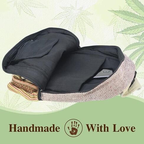 حقيبة ظهر وحقائب كروس من KARMA CRAFTER Himalayan Hemp - حقيبة ظهر وحقائب متعددة الأغراض للكلية والعمل والسفر in Saudi Arabia