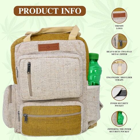 حقيبة ظهر وحقائب كروس من KARMA CRAFTER Himalayan Hemp - حقيبة ظهر وحقائب متعددة الأغراض للكلية والعمل والسفر in Saudi Arabia