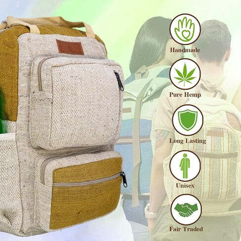 حقيبة ظهر وحقائب كروس من KARMA CRAFTER Himalayan Hemp - حقيبة ظهر وحقائب متعددة الأغراض للكلية والعمل والسفر in Saudi Arabia