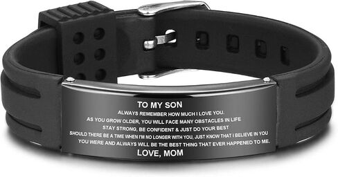 JF.JEWELRY Personalized Gifts to My Son, to My Daughter Husband Wife Bracelet, Son Bracelet from Mom and Dad, Son Gift for Graduation in Saudi Arabia