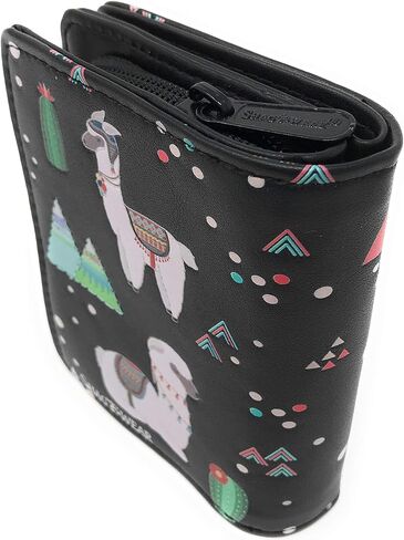 Shag Wear Llama Small Animal Wallet for Women Vegan Faux Leather Black 4.5" in Saudi Arabia