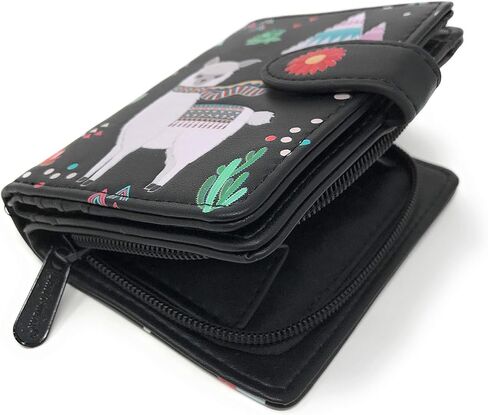 Shag Wear Llama Small Animal Wallet for Women Vegan Faux Leather Black 4.5" in Saudi Arabia