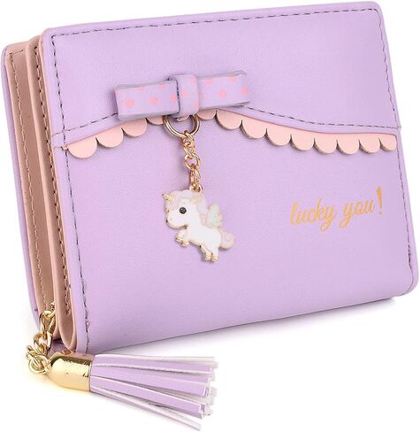 UTO Wallet for Girls Cute Leather Vegan Small Women Tassel Pendant Card Holder Kawaii Coin Purse 1095 in Saudi Arabia