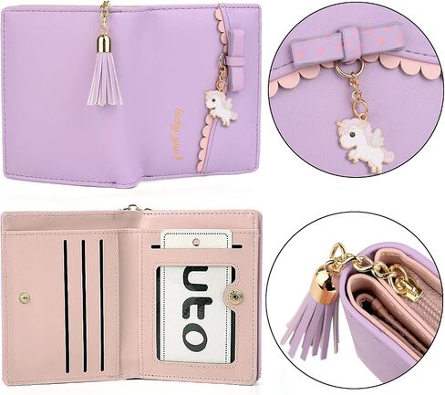 UTO Wallet for Girls Cute Leather Vegan Small Women Tassel Pendant Card Holder Kawaii Coin Purse 1095 in Saudi Arabia