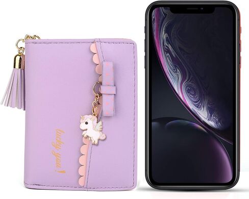 UTO Wallet for Girls Cute Leather Vegan Small Women Tassel Pendant Card Holder Kawaii Coin Purse 1095 in Saudi Arabia