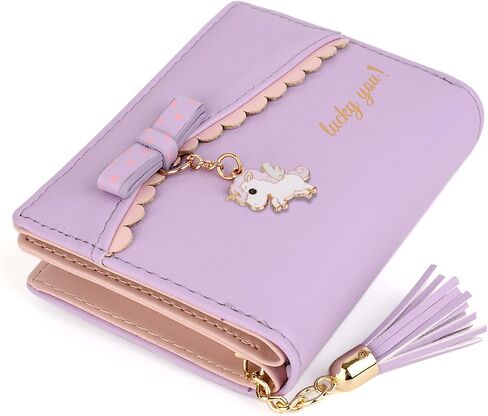 UTO Wallet for Girls Cute Leather Vegan Small Women Tassel Pendant Card Holder Kawaii Coin Purse 1095 in Saudi Arabia