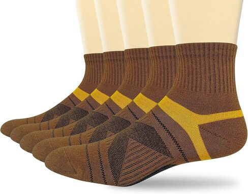 Men's 5 Pack Athletic Ankle Quarter Socks Performance Breathable Sport Low Cut Brown Socks in Saudi Arabia