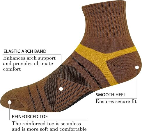 Men's 5 Pack Athletic Ankle Quarter Socks Performance Breathable Sport Low Cut Brown Socks in Saudi Arabia