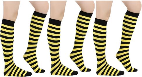 Women's Knee High Athletic Socks Casual Stripes Tube Socks Outdoor Sport Socks 3 Pairs in Saudi Arabia
