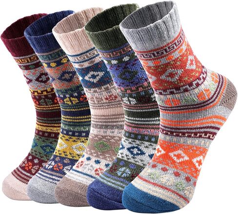 جوارب صوف للنساء 5 أزواج جوارب شتوية للنساء للطقس البارد سميكة ومريحة جوارب دافئة للنساء شتوية حرارية in Kuwait