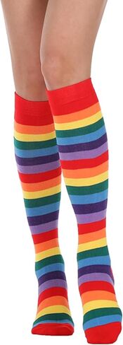 Women's Knee High Athletic Socks Casual Stripes Tube Socks Outdoor Sport Socks 3 Pairs in Saudi Arabia